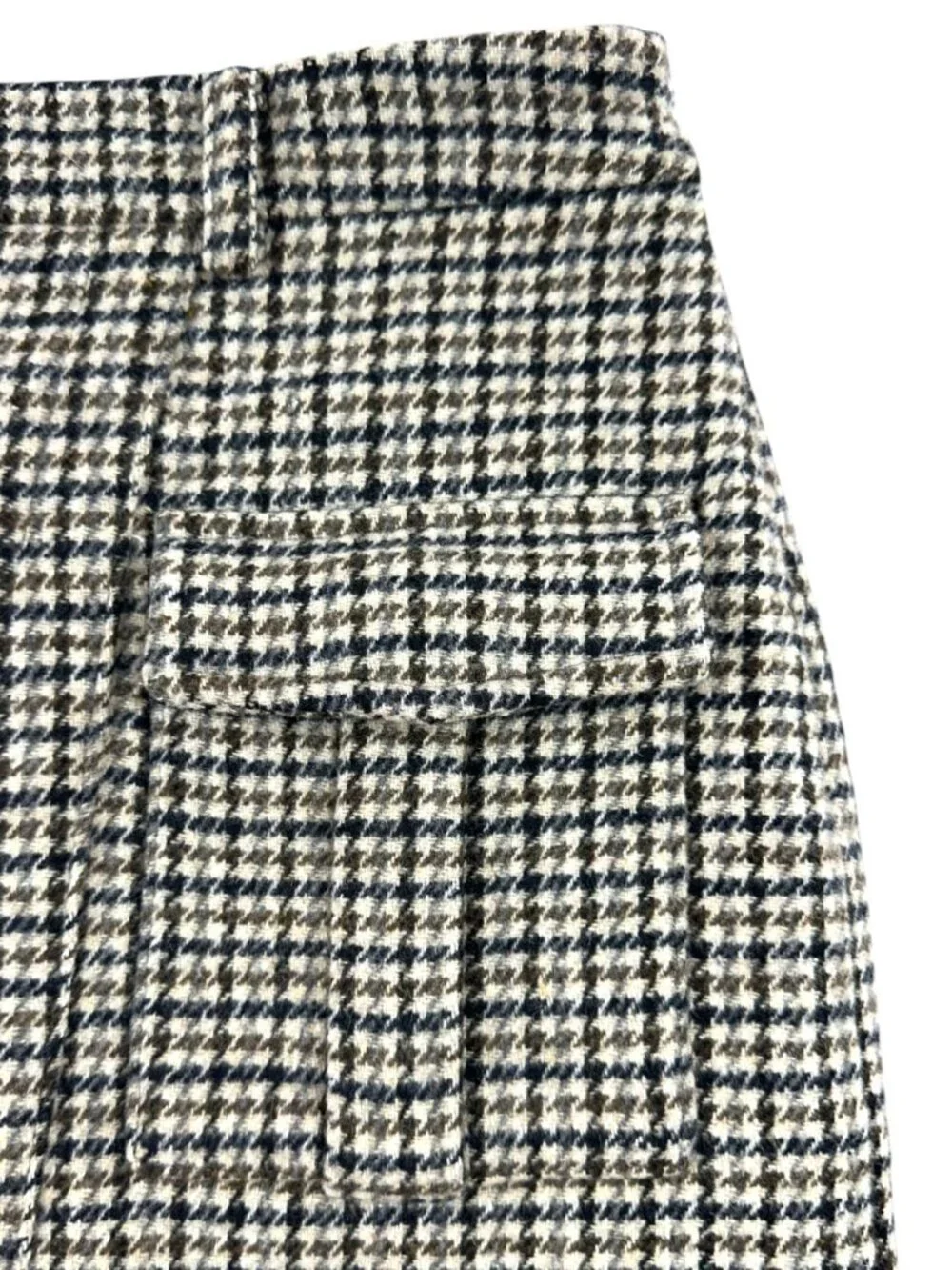 Vintage Style Roocool Houndstooth Mini Skirt Dark Academia Plaid Skirt with Pock